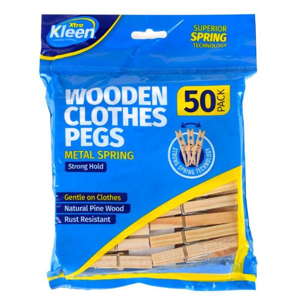 50 Pack Pine Wood Clothes Pegs