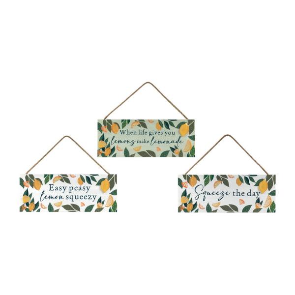 Lemon Design Hanging Plaque With Positive Affirmation - 26cm