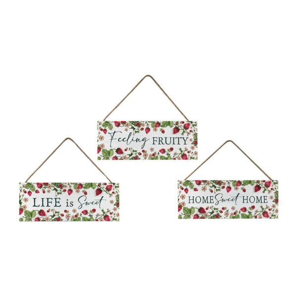 Strawberry Design Hanging Plaque With Positive Affirmation - 26cm