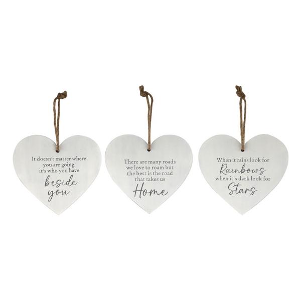 Heart Hanging Plaque With Inspirational Affirmation - 13cm