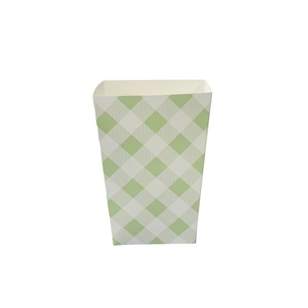 10 Pack Green Gingham Popcorn Box - 10cm x 6cm x 15cm