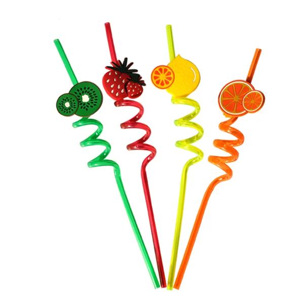 Fruit Assorted Plastic Straws 4pk