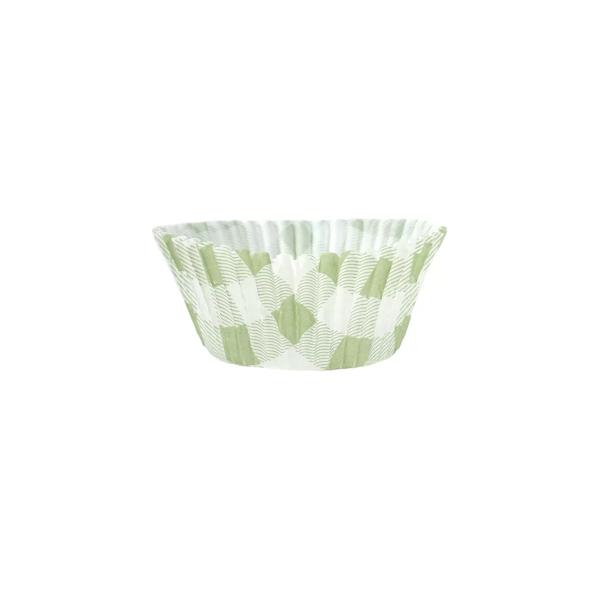25 Pack Green Gingham Cupcake Cup - 7cm x 3cm x 5cm