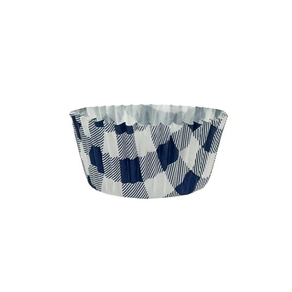25 Pack Blue Gingham Cupcake Cup - 7cm x 3cm x 5cm