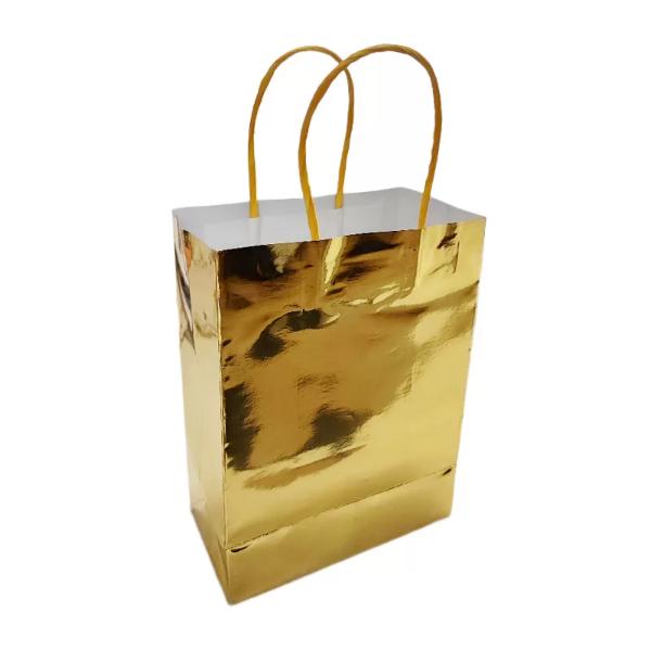 4 Pack Gold Paper Bag - 21cm x 8cm x 15cm