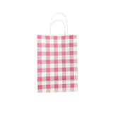 Load image into Gallery viewer, 10 Pack Pink Gingham Paper Bag - 15cm x 8cm x 21cm