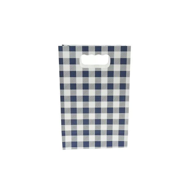 6 Pack Blue Gingham Paper Bag - 12cm x 6cm x 18.5cm