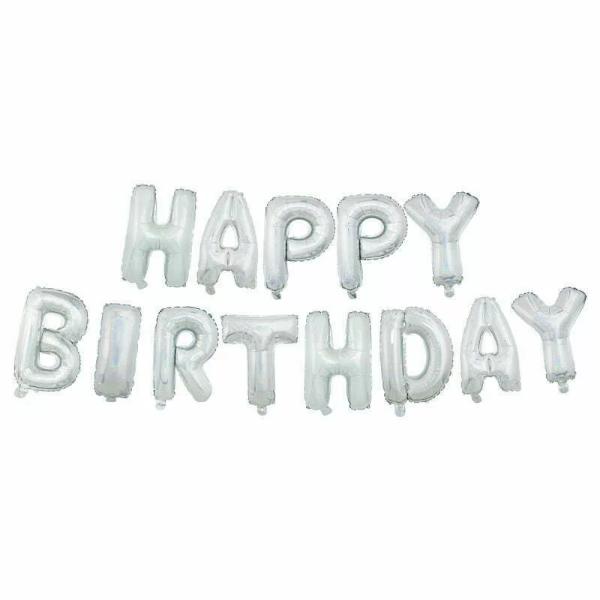 Shiny Silver Happy Birthday Foil Balloon