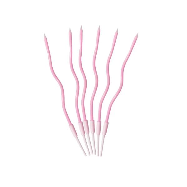 6 Pcs Curve Candle - Pink