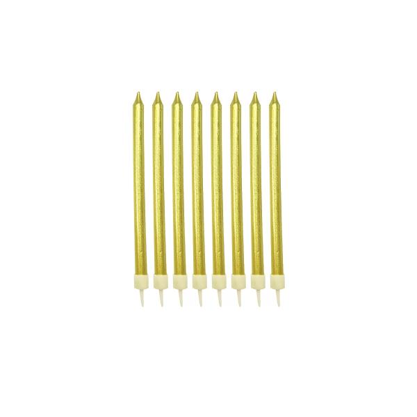 12 Pcs Metallic Candle with Holder - Gold