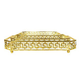 Load image into Gallery viewer, 3 Pack Golden Mirror Square Serving Tray Set