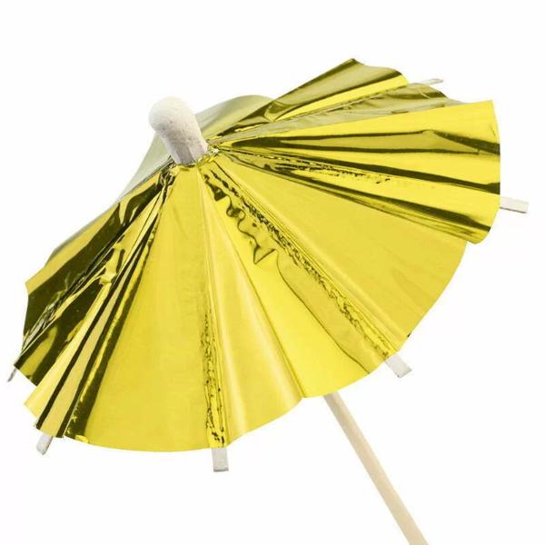 10 Pack Gold Foil Umbrella Picks