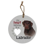 Load image into Gallery viewer, Ceramic Piece Of My Heart Chocolate Labrador Hanging Plaque
