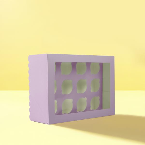 Pastel Lilac 12 Holes Papyrus Scalloped Tall Cupcake Box