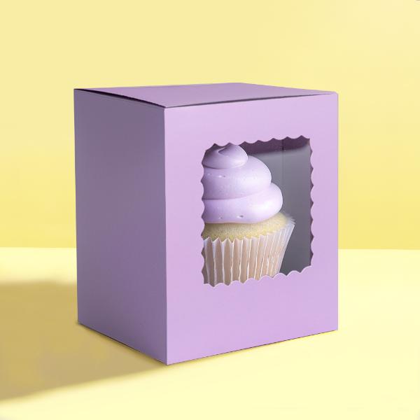 6 Pack Single Pastel Lilac Scalloped Cupcake Box