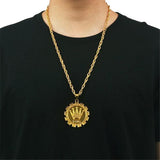 Load image into Gallery viewer, Gold Crown Medallion Necklace