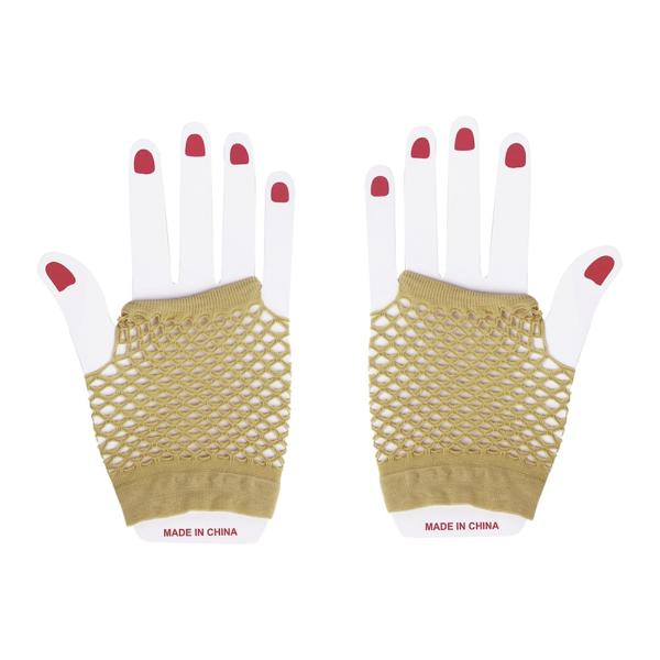 Gold Short Fishnet Gloves
