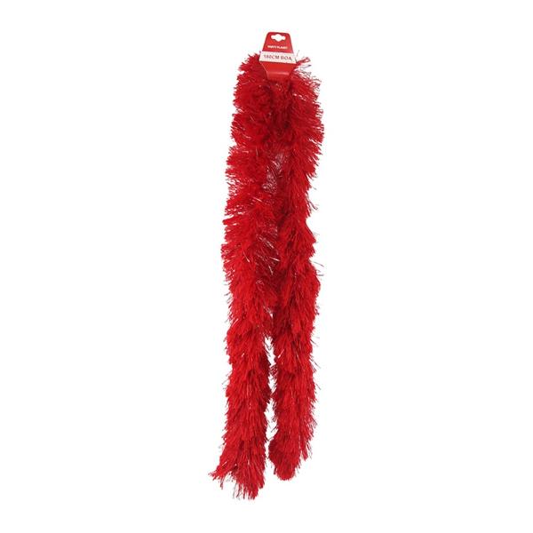 Red Polyester Boa With Tinsel Shreds - 180cm
