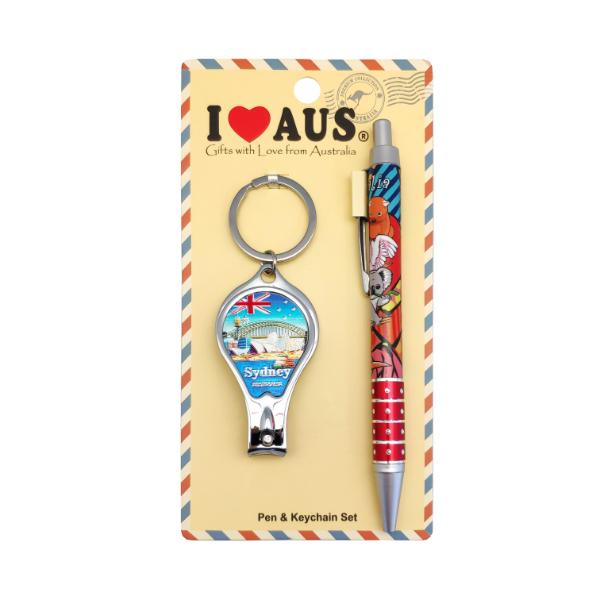 2 Pack Sydney Pen & Nail Clipper Keychain