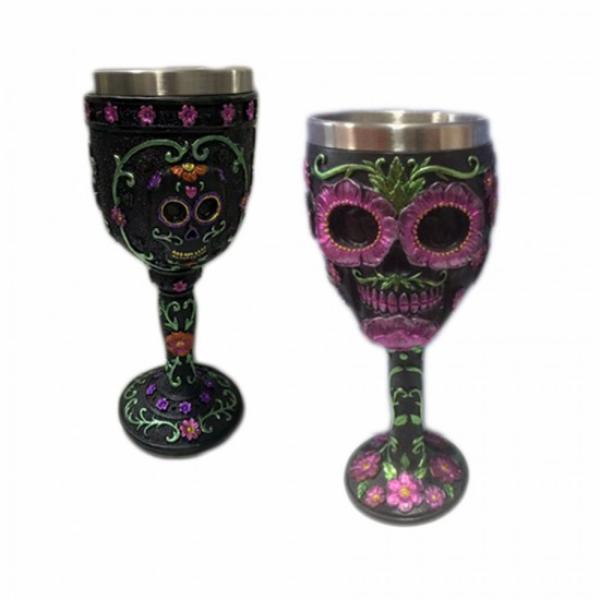 Skull Resin & Stainless Steel Goblet - 19cm