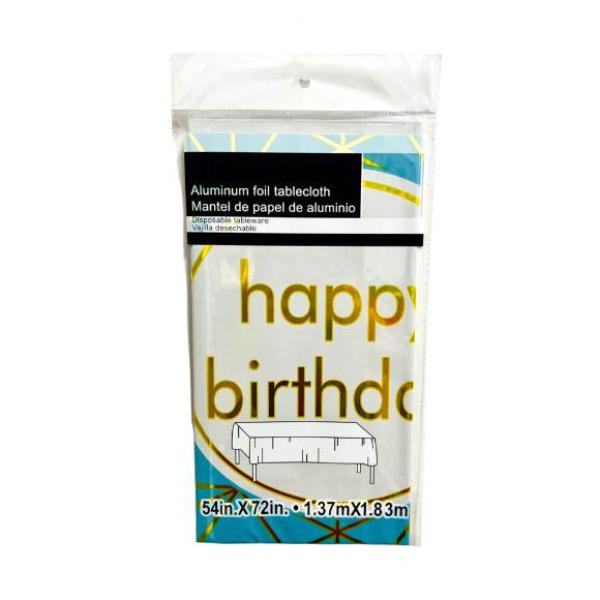 Blue Happy Birthday Table Cover - 137cm x 183cm