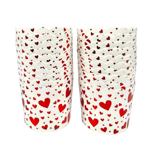 20 Pack White With Red Hearts Cupcake Cases