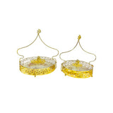 Load image into Gallery viewer, 2 Set Of Round Ramadan Gold Tray With Clear Lid & Handle
