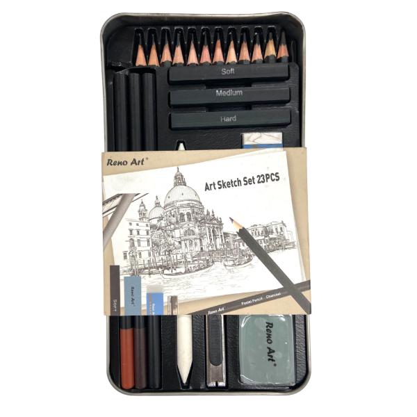 23 Pack Art Sketch Set In Tin Box