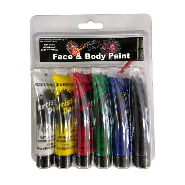 6 Pack Primary Face & Body Paint - 5ml