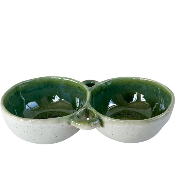 2 Olive Ceramic Snacker Bowl - 19cm x 10cm