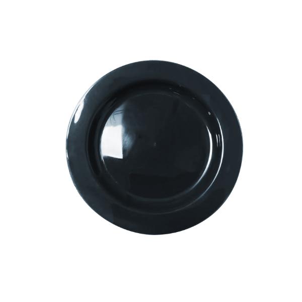 10 Pack Black Reusable Dinner Plate - 23cm