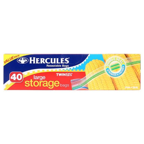 40 Pack Large Reusable Win Zip Hercules Storage Bags - 27cm x 33cm