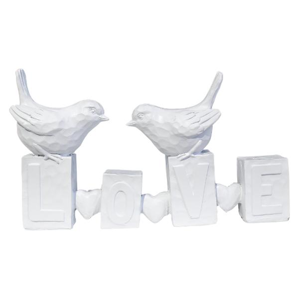 White Love Word Birds - 17cm x 10cm