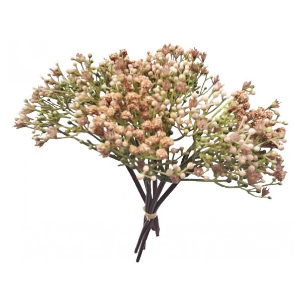 Yellow Plastic Baby Breath Bouquet - 17cm x 28cm x 17cm