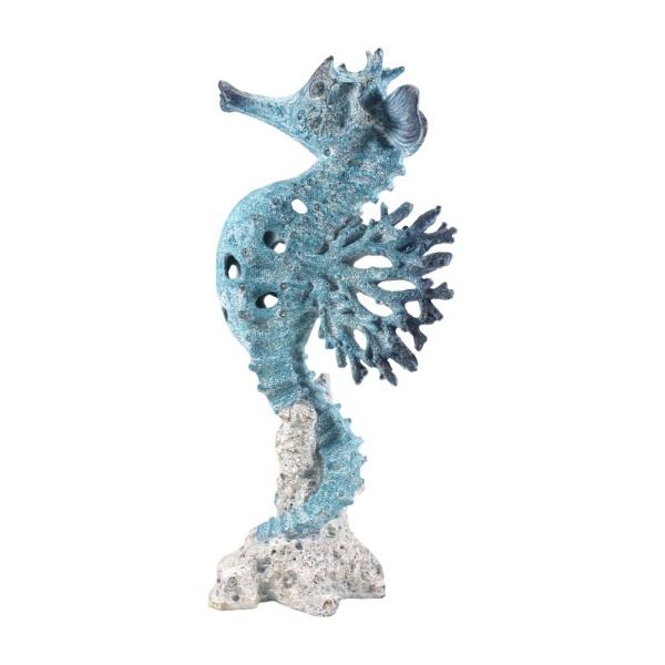 Seahorse With Blue & White Coral Design - 40cm