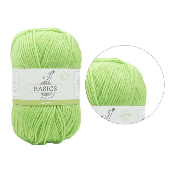 Olive Green Basic Super Blend Yarn - 100g