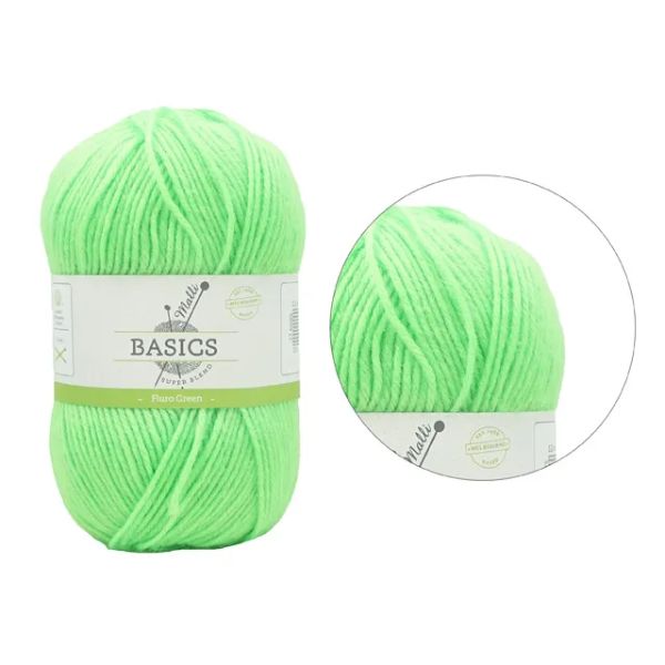 Fluoro Green Basic Super Blend Yarn - 100g