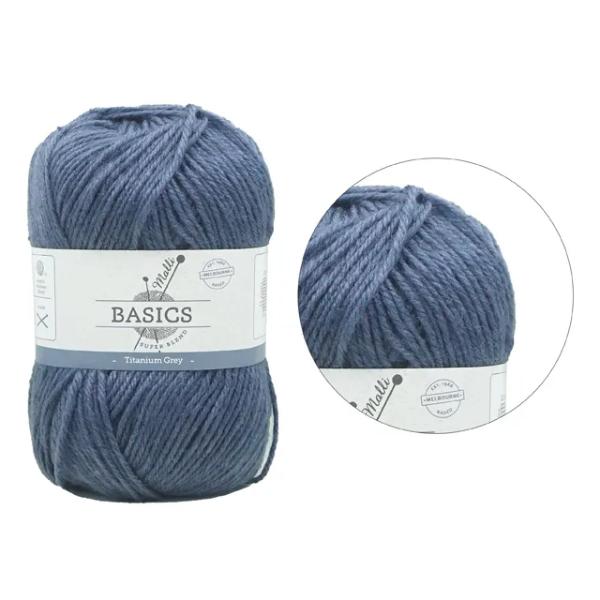 Titanium Grey Super Blend Basic Yarn - 100g