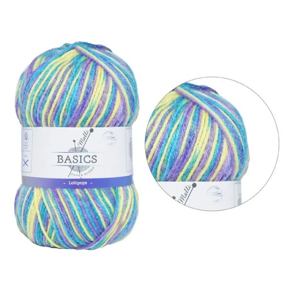 Multi Lollipops Basic Super Blend Yarn - 100g