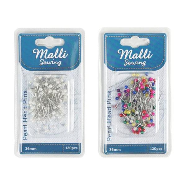 120 Pack Assorted Pearl Head Pins - 3.6cm