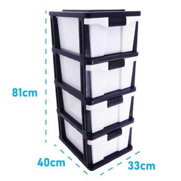 4 Black & White Drawer - 81cm x 40cm x 33cm