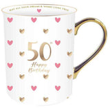 Load image into Gallery viewer, 50th Sweet Heart Mug With Gold Handle - 360ml