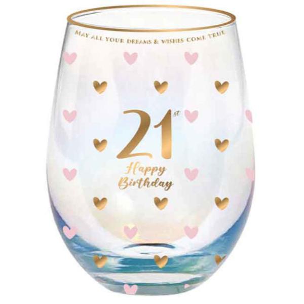 21st Sweet Heart Stemless Glass - 600ml