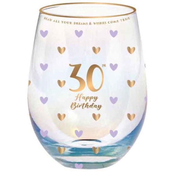 30th Sweet Heart Stemless Glass - 600ml