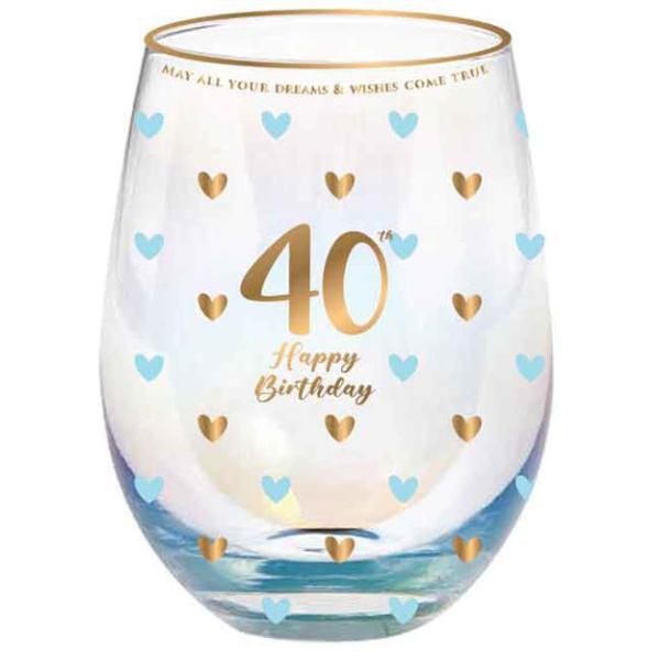 40th Sweet Heart Stemless Glass - 600ml