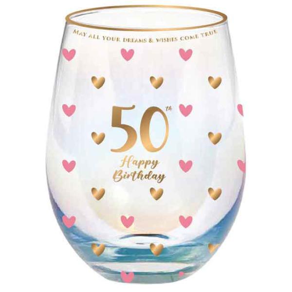 50th Sweet Heart Stemless Glass - 600ml