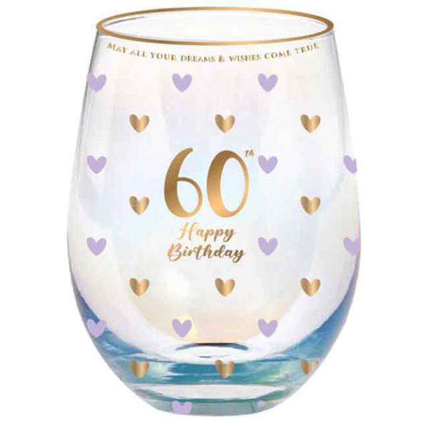 60th Sweet Heart Stemless Glass - 600ml