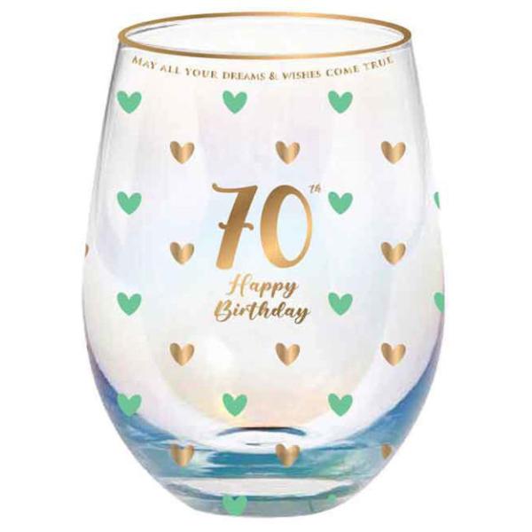 70th Sweet Heart Stemless Glass - 600ml