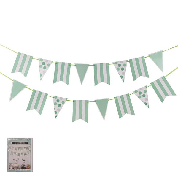 16 Sheet Mint Garland With Ribbon - 500cm