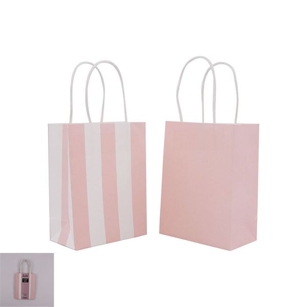 4 Pack Pink Kraft Bags - 12cm x 6.5cm x 16cm